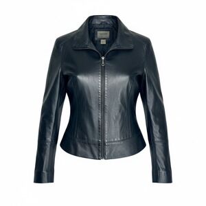 John Paul Richard Uniform Leather Jacket Women XL Black Zip Front Moto